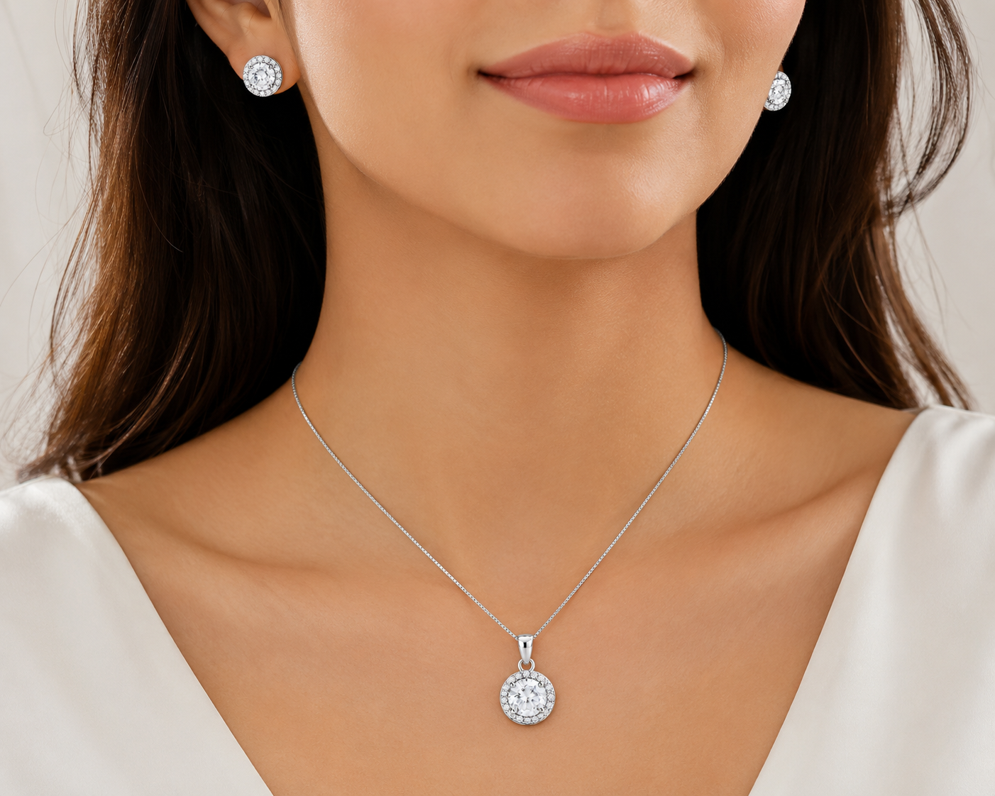 Round Solitaire Pendant Set