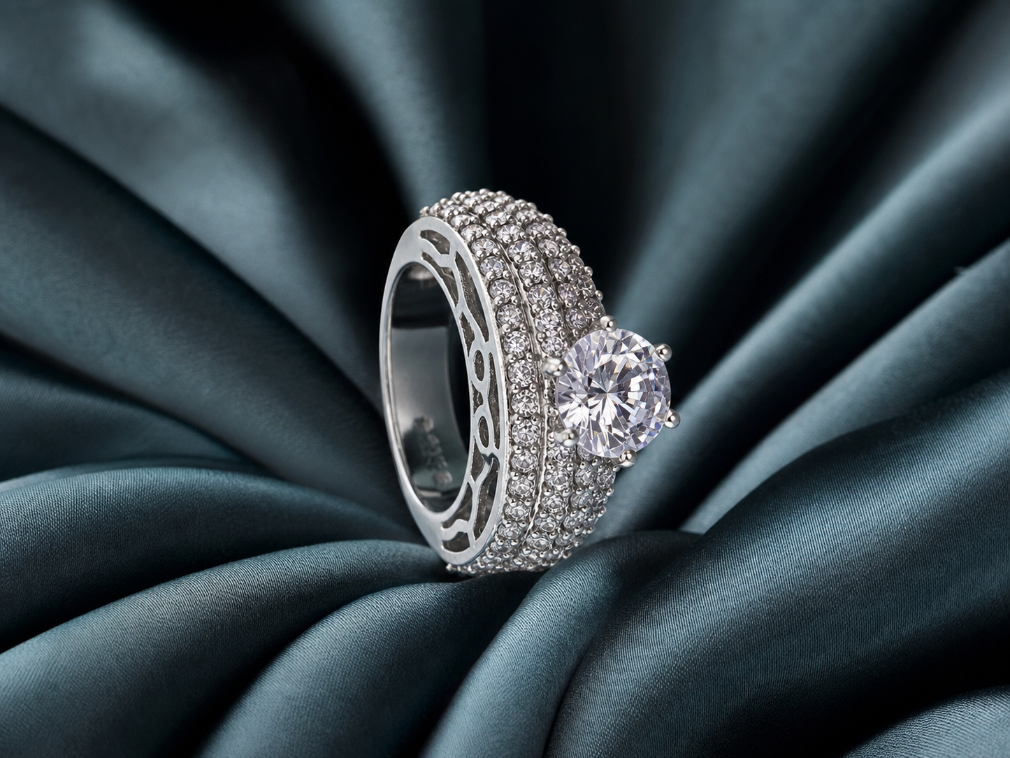 Studded Solitaire Ring