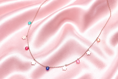 Flower Multicolor Gemstone Minimal Necklace