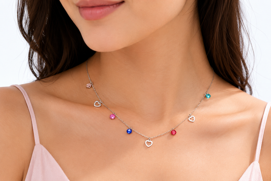 Heart Multicolor Gemstone Minimal Necklace