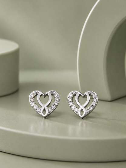 Studded Heart Pendant Set