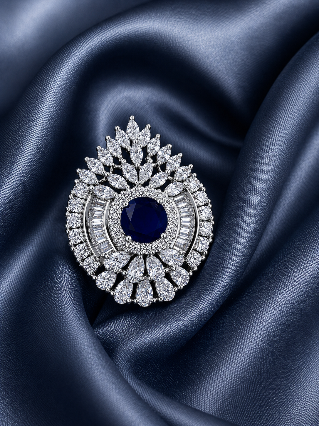 Studded Blue Cocktail Ring
