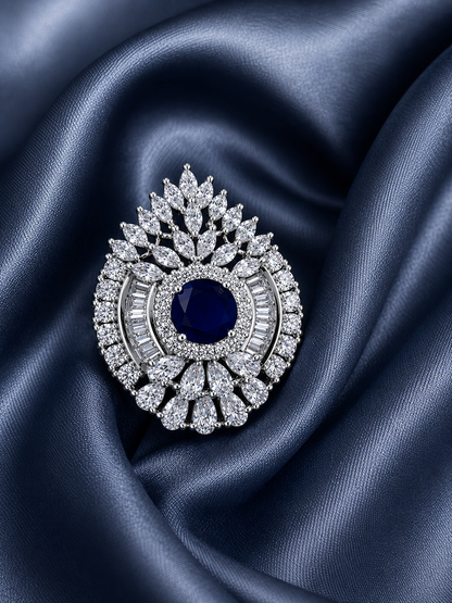 Studded Blue Cocktail Ring