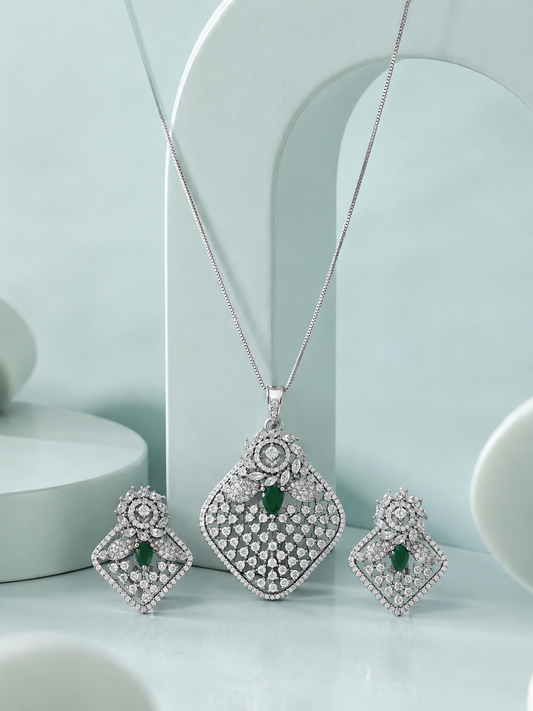 Emerald Cascade Pendant Set