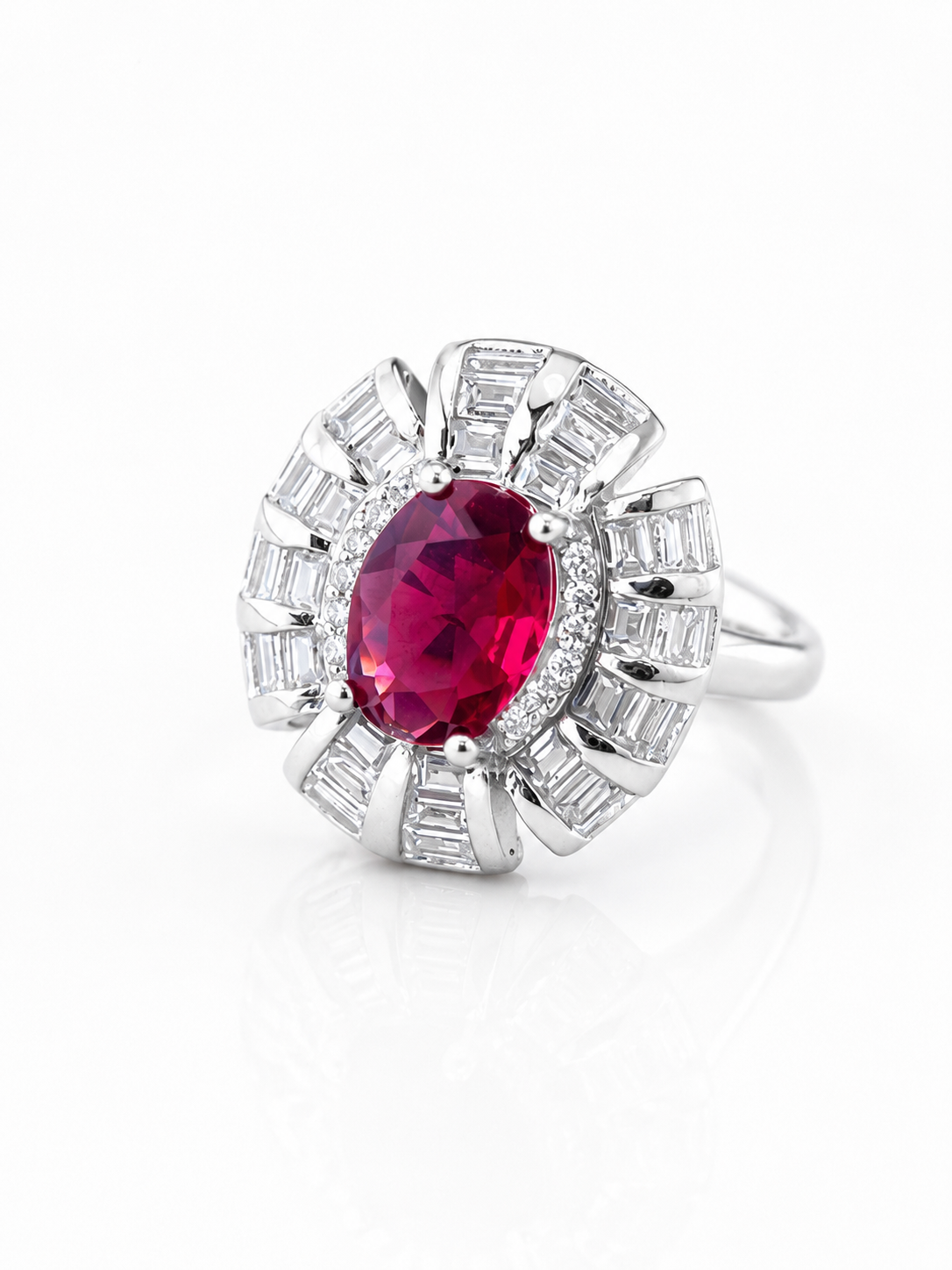 Red Stone Silver Ring