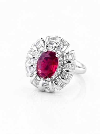 Red Stone Silver Ring