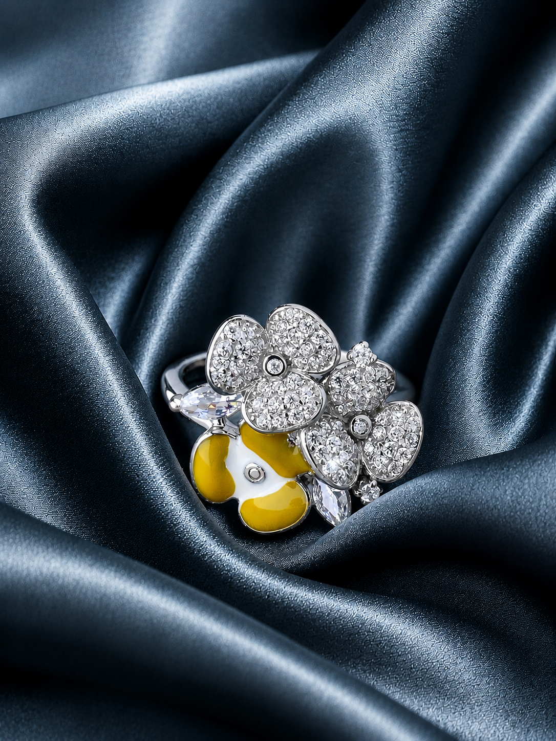 Yellow Colour Cocktail Ring