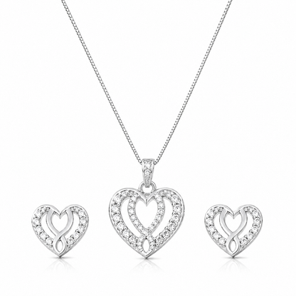 Studded Heart Pendant Set
