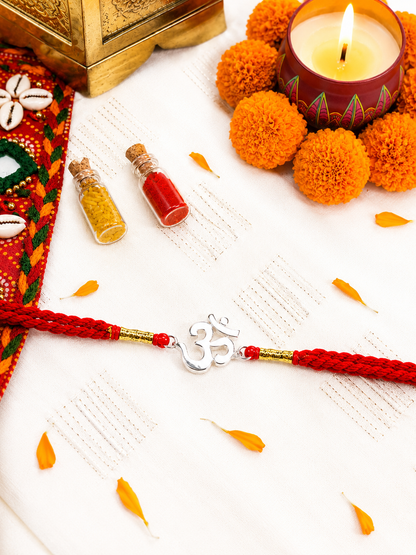 Om Handmade Silver Rakhi