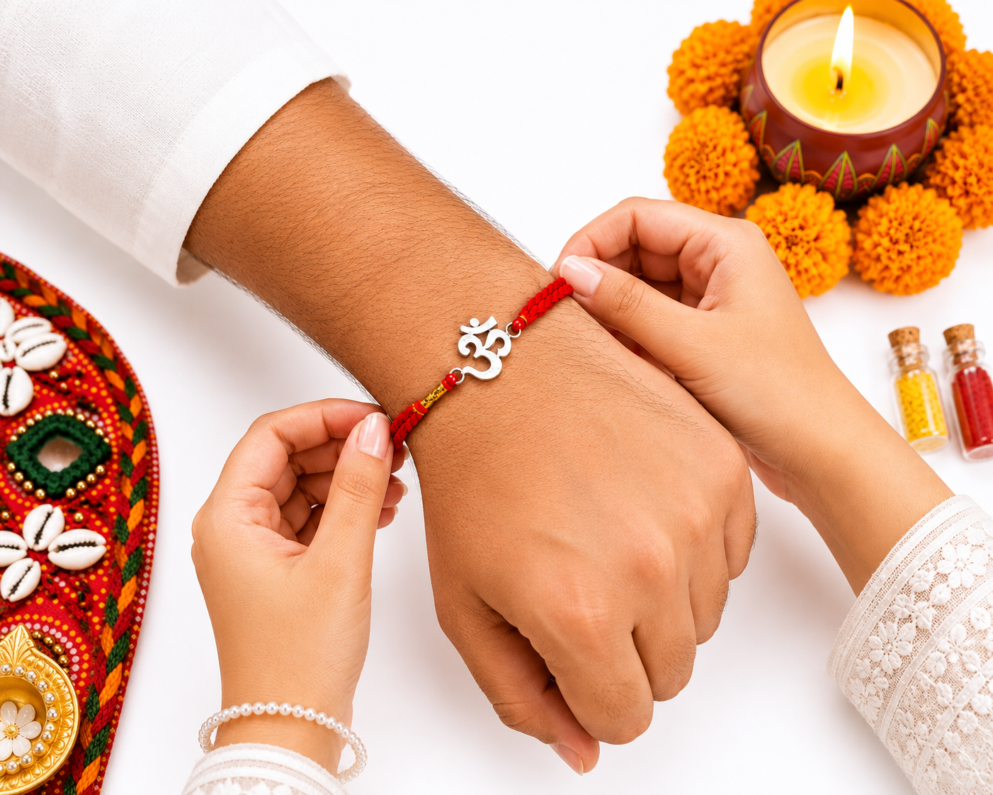 Om Handmade Silver Rakhi