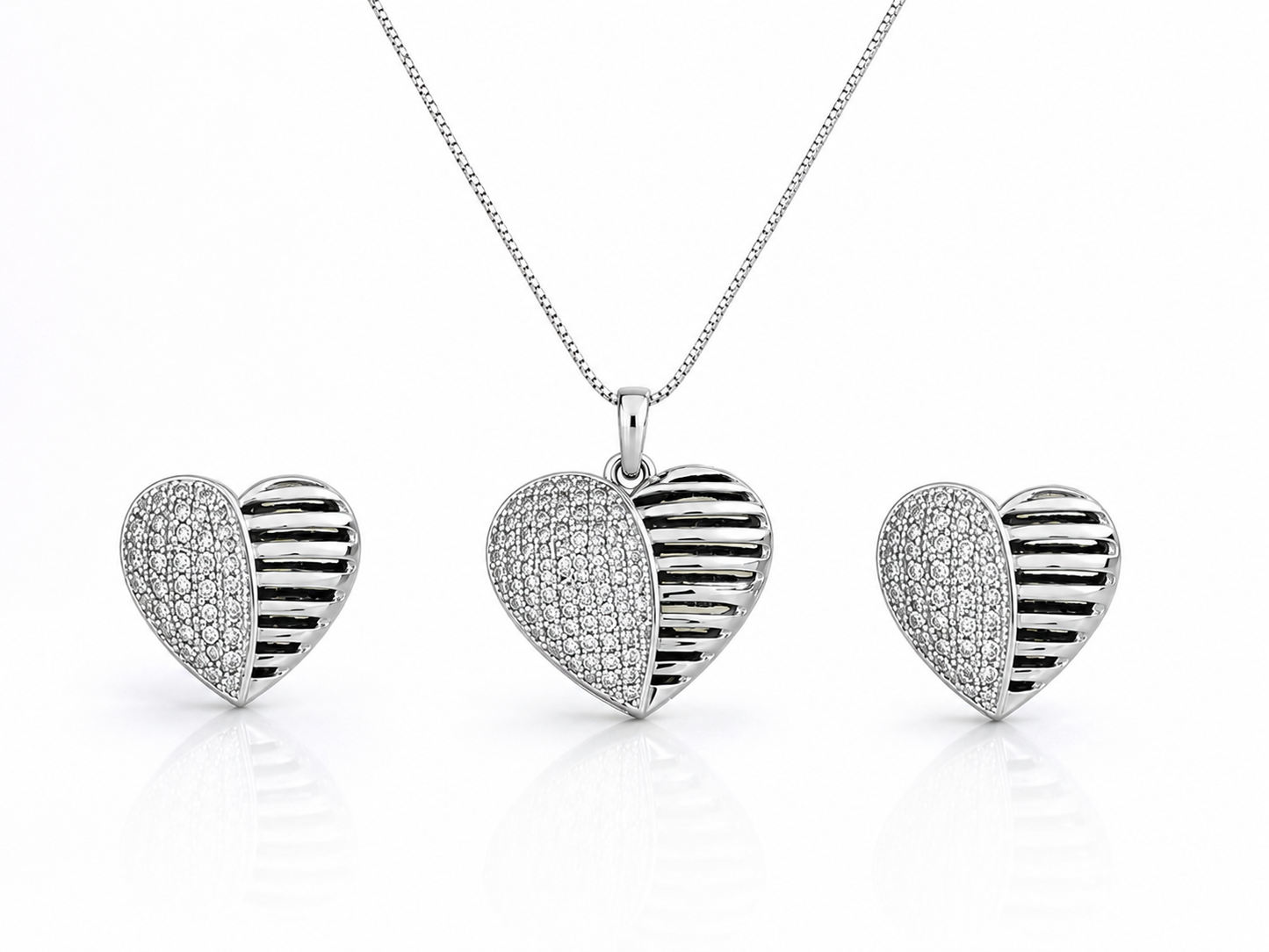 Line Heart Pendant Set