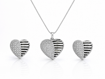 Line Heart Pendant Set
