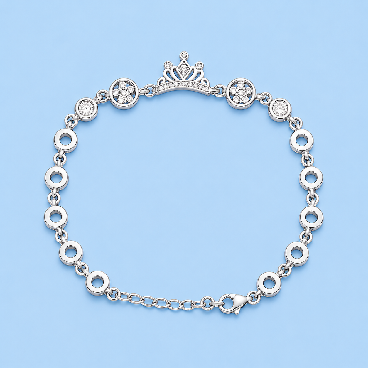Crown Silver Chain Bracelet