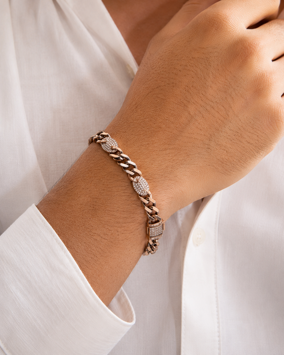 Studded Link Chain Silver Bracelet