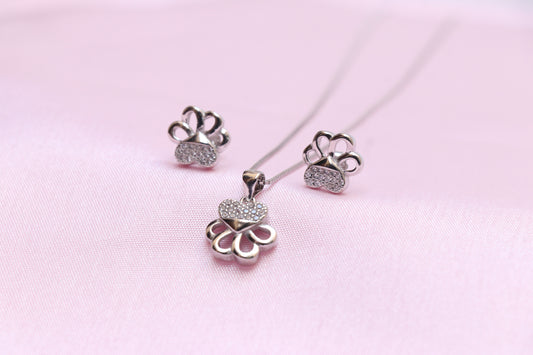 Dog Paw Heart Pendant Set