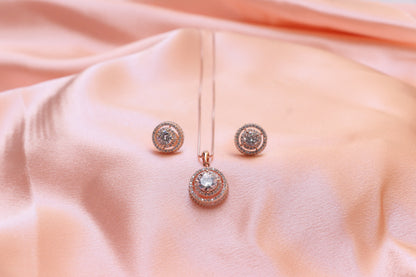 Rose Gold Solitaire Pendant Set