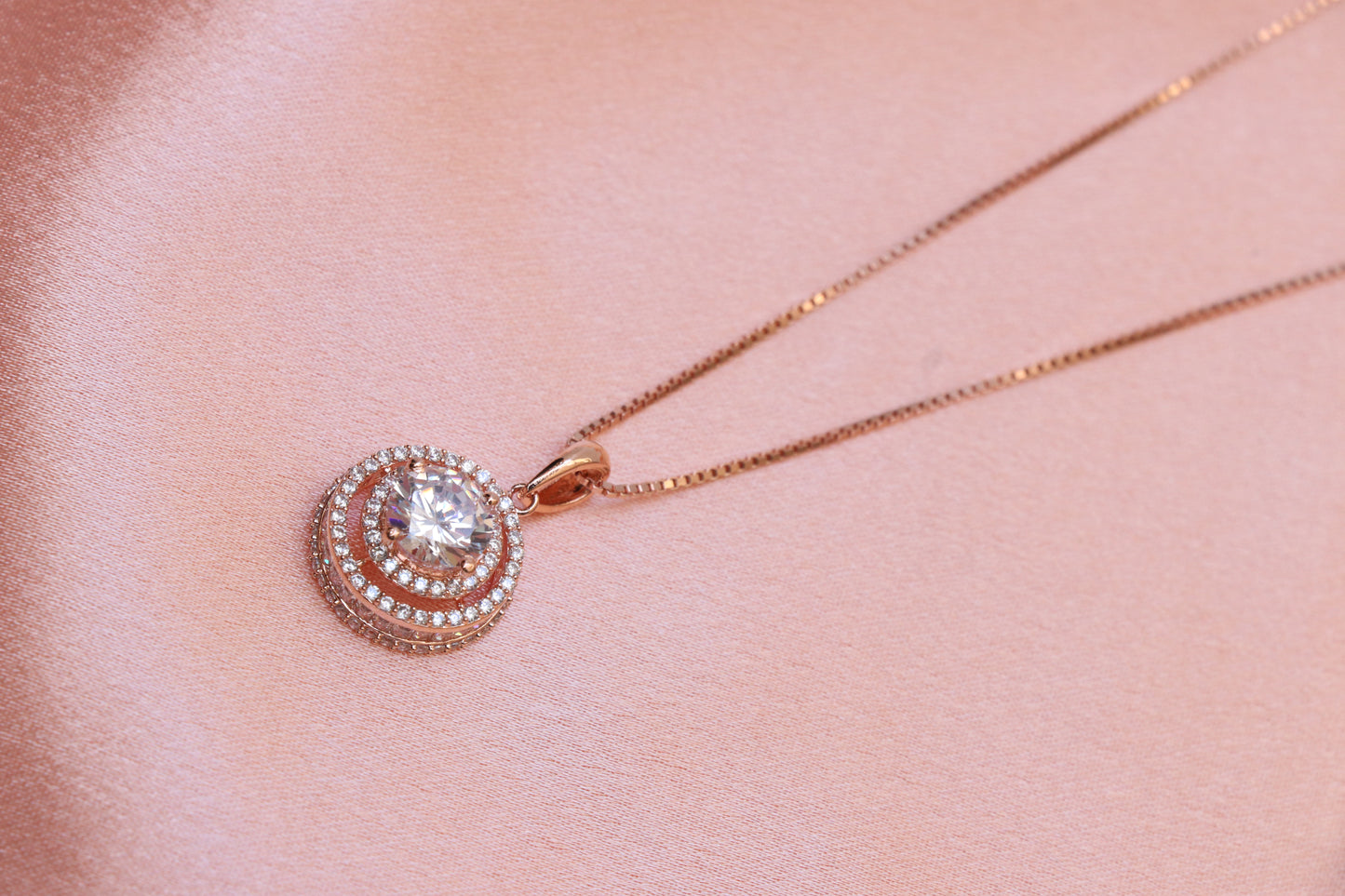 Rose Gold Solitaire Pendant Set