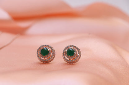 Rose Gold Emerald Pendant Set