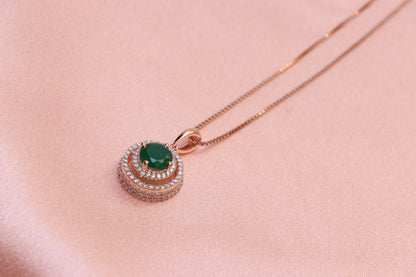 Rose Gold Emerald Pendant Set