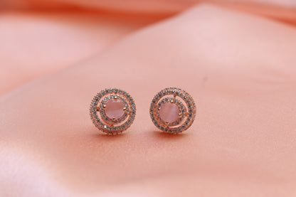 Rose Gold Pink Stone Pendant Set