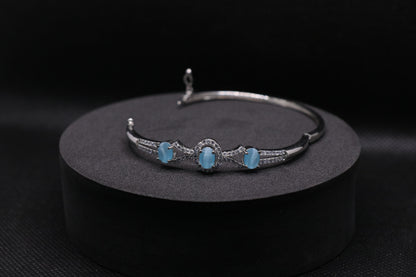 Turquoise Diamond Silver Bracelet