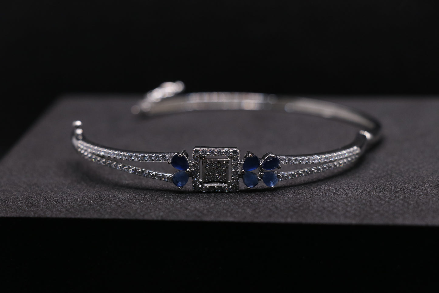 Blue Stone Diamond Silver Bracelet