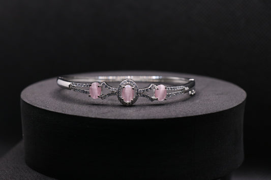 Pink Stone Diamond Silver Bracelet