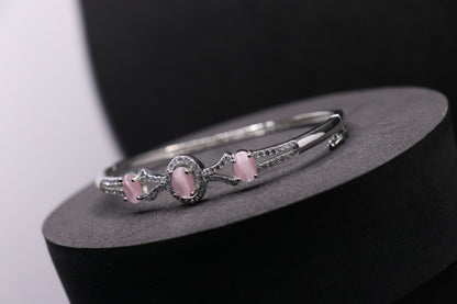 Pink Stone Diamond Silver Bracelet