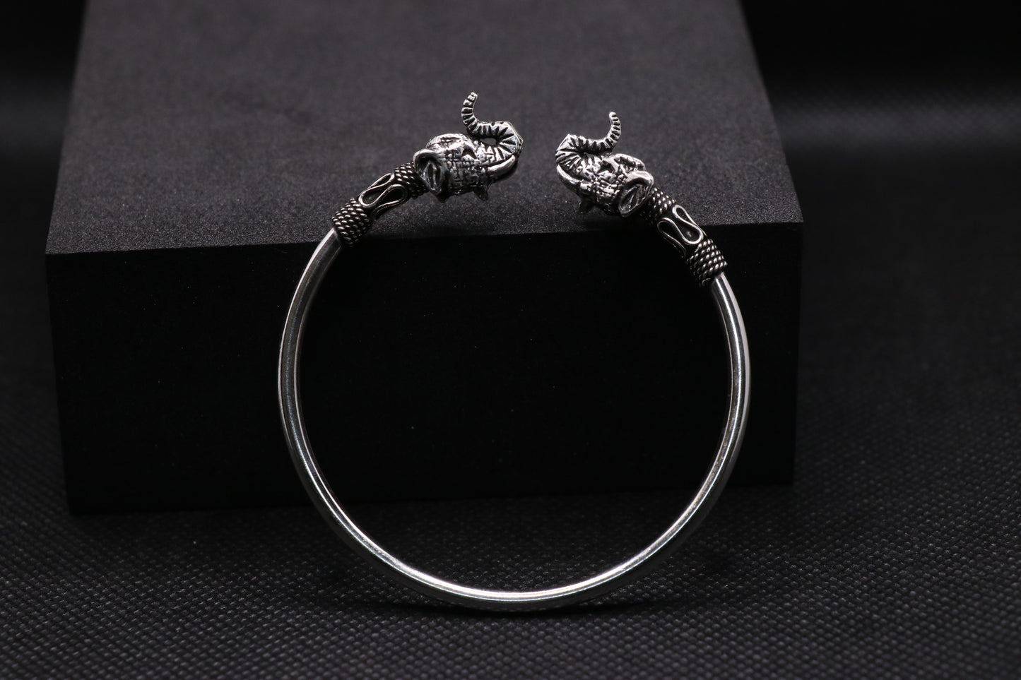 Antique Elephant Oxidised Silver Bracelet