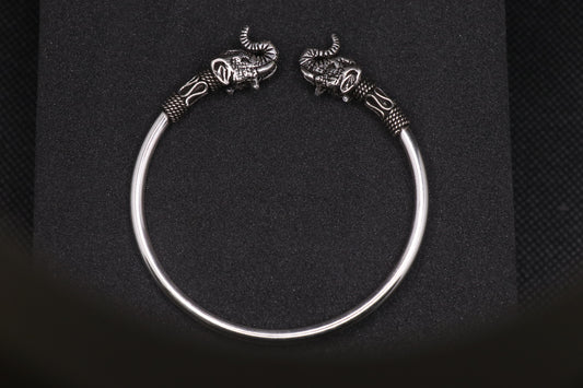 Antique Elephant Oxidised Silver Bracelet