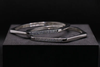 Hexagon Silver Bangles