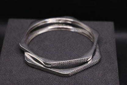 Hexagon Silver Bangles