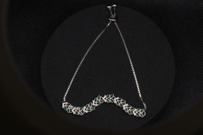 Emerald Silver Chain Bracelet