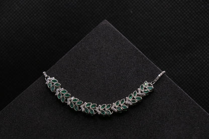 Emerald Silver Chain Bracelet