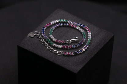 MultiColour Silver Chain Bracelet