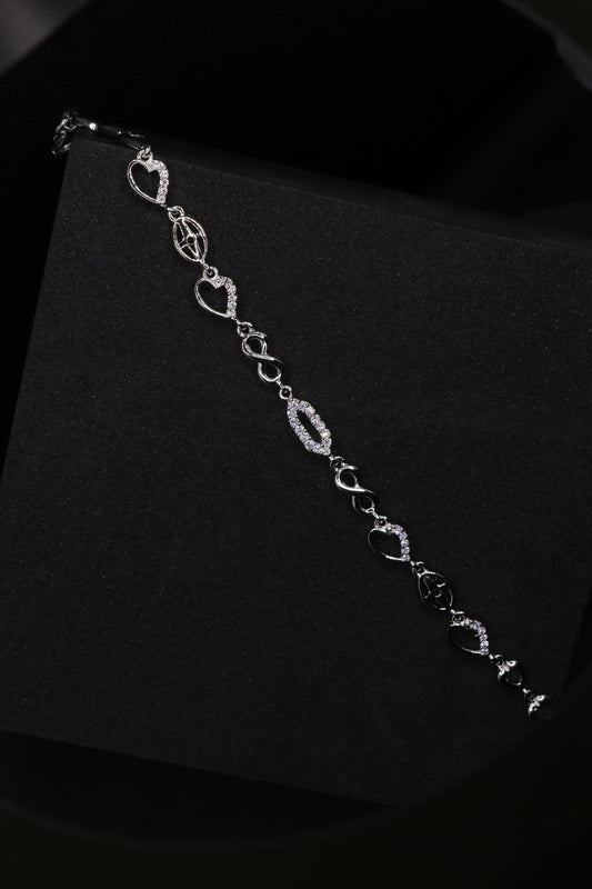 Infinity with hearts Silver Chain Bracelet