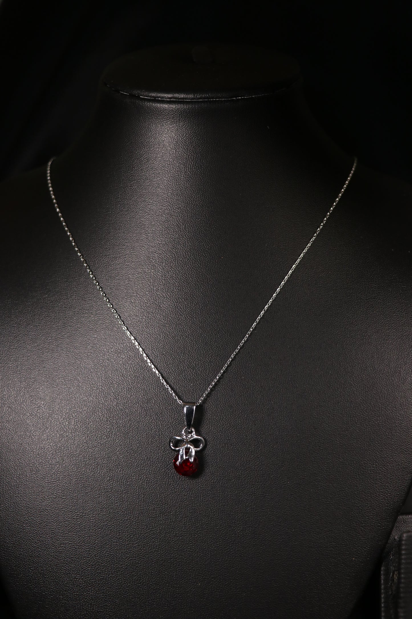 Ribbon Red Gemstone Minimal Pendant