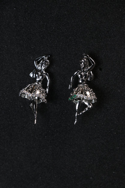 Dancing Girl Silver Minimal Drop Earring