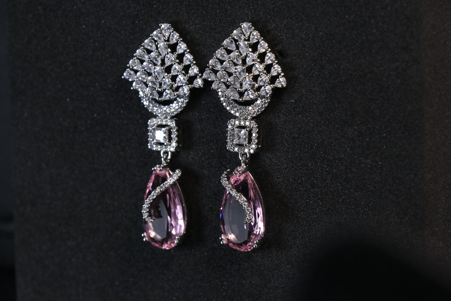 Pink Pearl Silver Drop Earrings