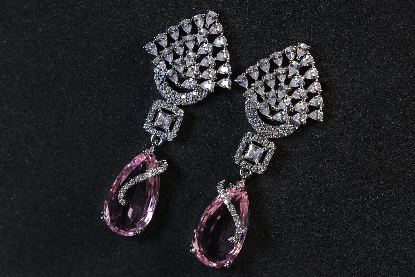 Pink Pearl Silver Drop Earrings