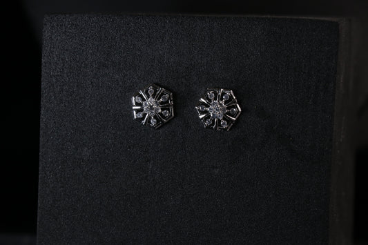 Hexagon Silver Cluster Earrings