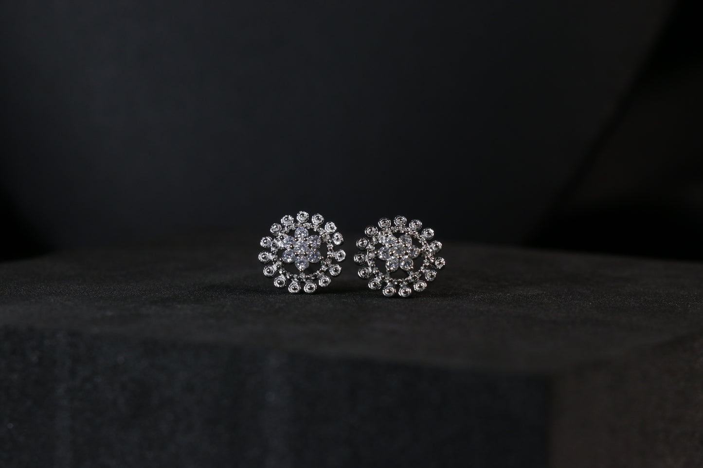 Round Silver Cluster Earrings