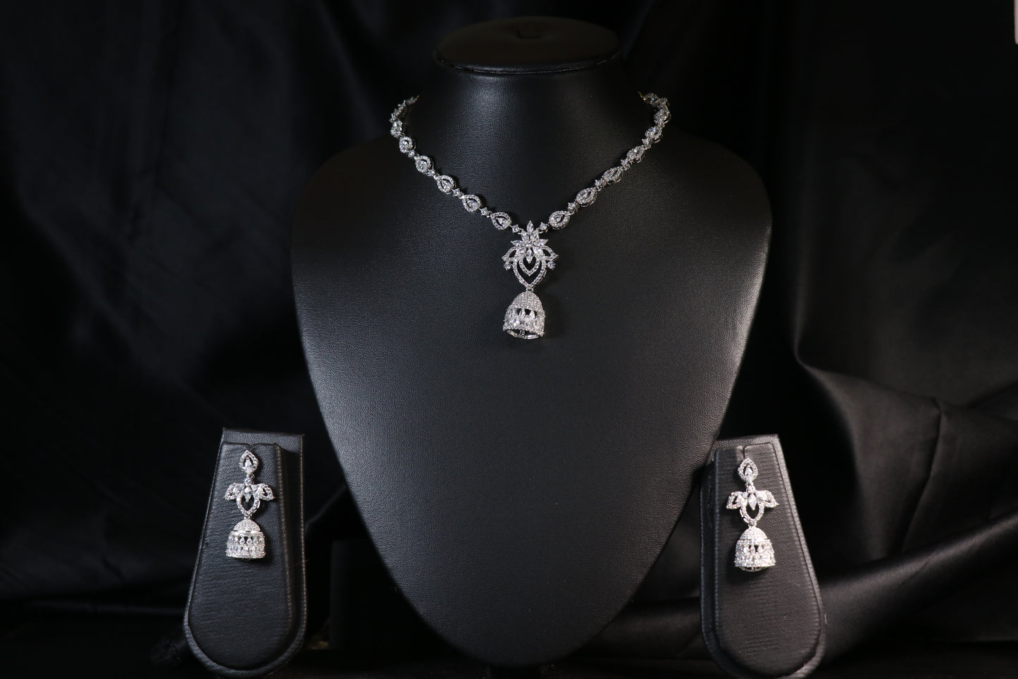 Dazzling Diamond Studded Silver Necklace