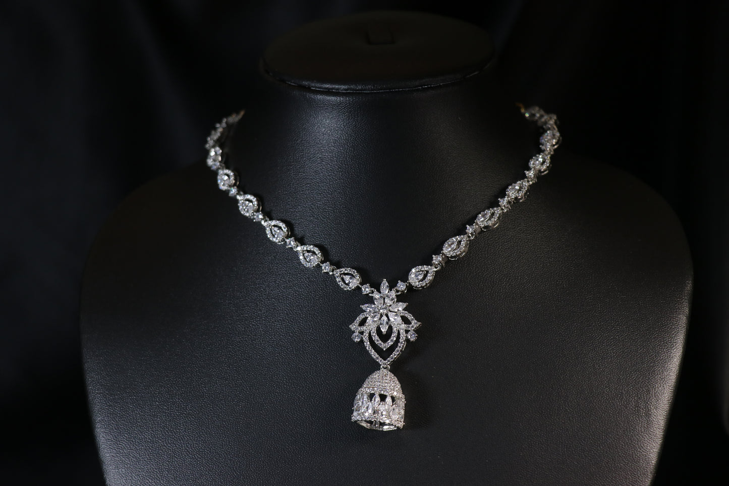 Dazzling Diamond Studded Silver Necklace