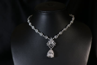 Dazzling Diamond Studded Silver Necklace