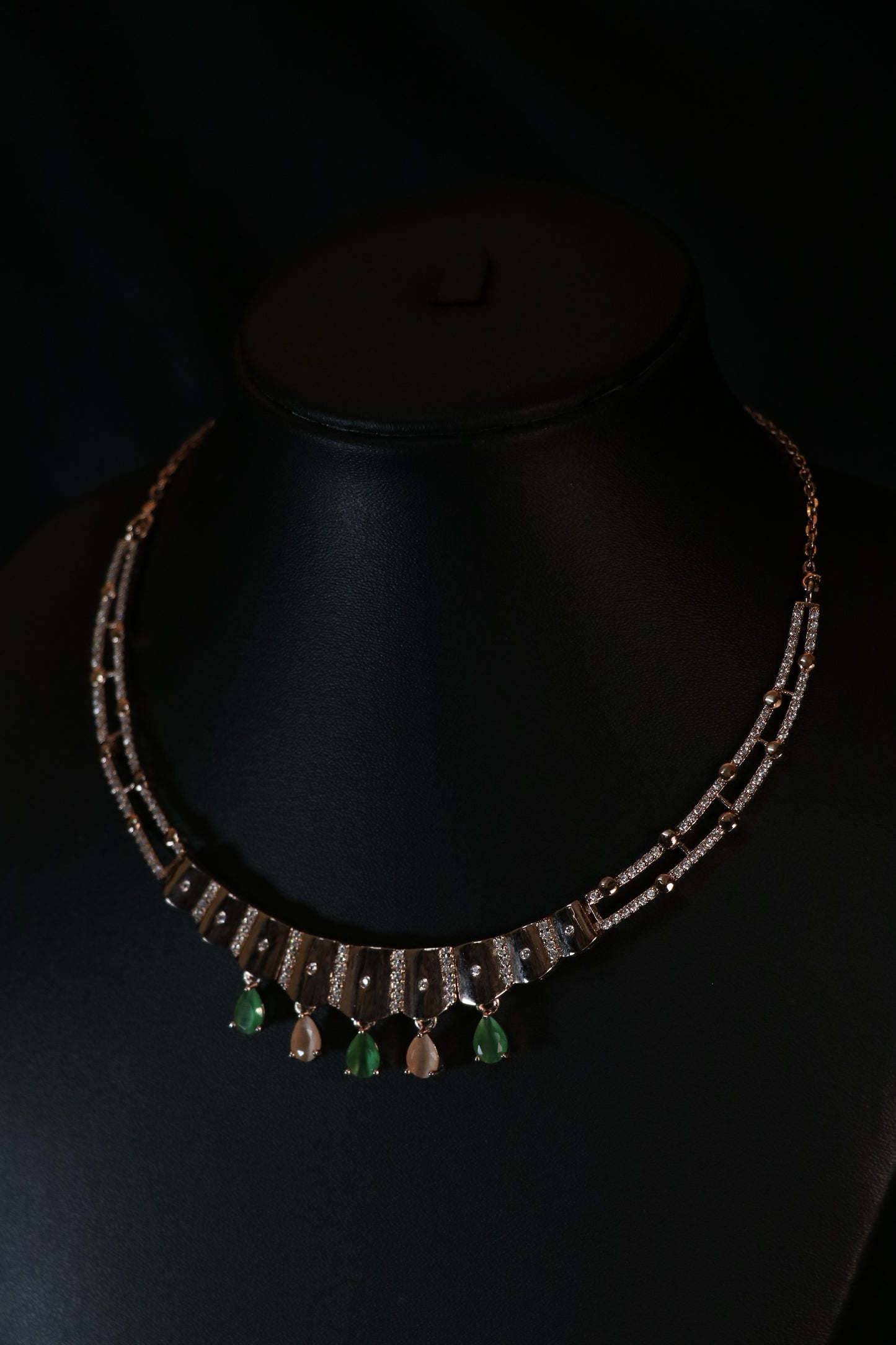 Emerald And Topaz Silver Necklace