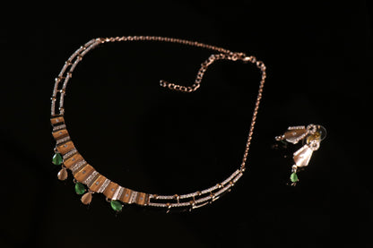 Emerald And Topaz Silver Necklace