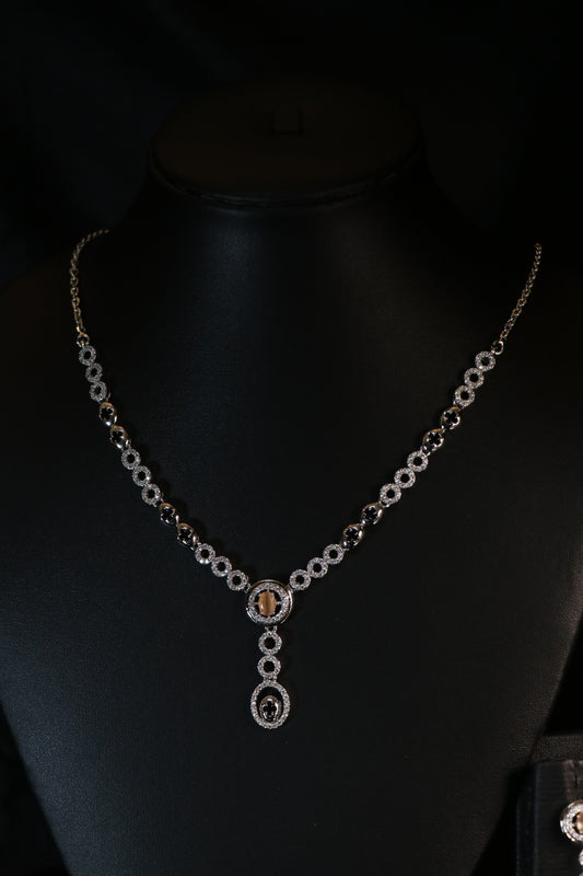 Sleek Diamond Studded Silver Necklace