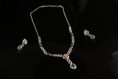 Sleek Diamond Studded Silver Necklace