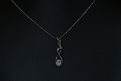 Infinity Solitaire Silver Pendant Set